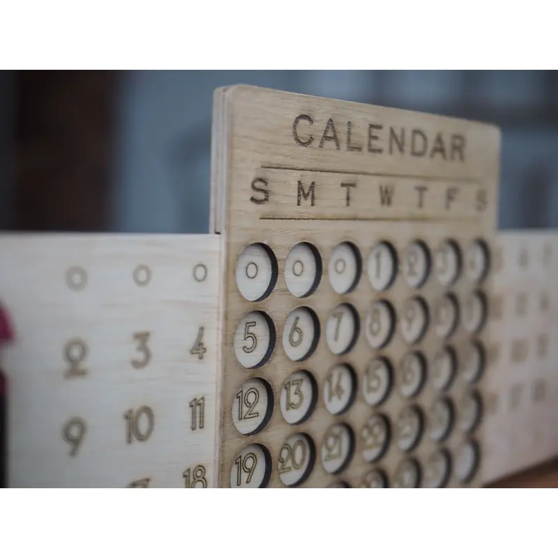 Wooden Table Calendar, Daily Desktop Perpetual Desk Calendar, Modern Farmhouse Aesthetic Desk Accessories for Home Office Decor