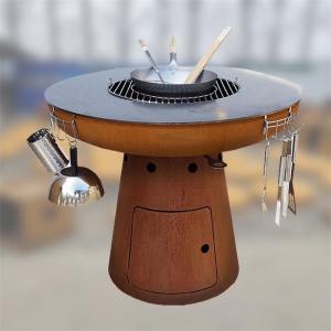China Outdoor Cooking Barbecue Wood Burning Corten Steel Fireplace Charcoal Grill on sale