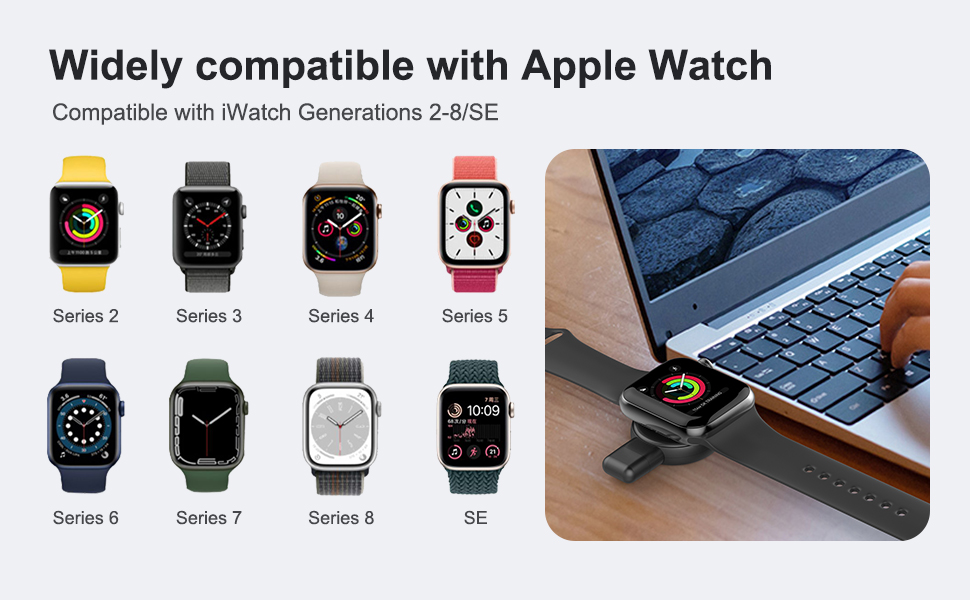 Dual Interface Samsung Apple Watch Charger Smartwatch Wireless Charging 2.5W 20g