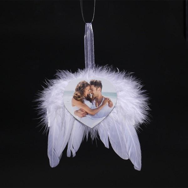 Sublimation Blank Feather Angel Wing Pendant DIY Gift Xmas Wedding Party