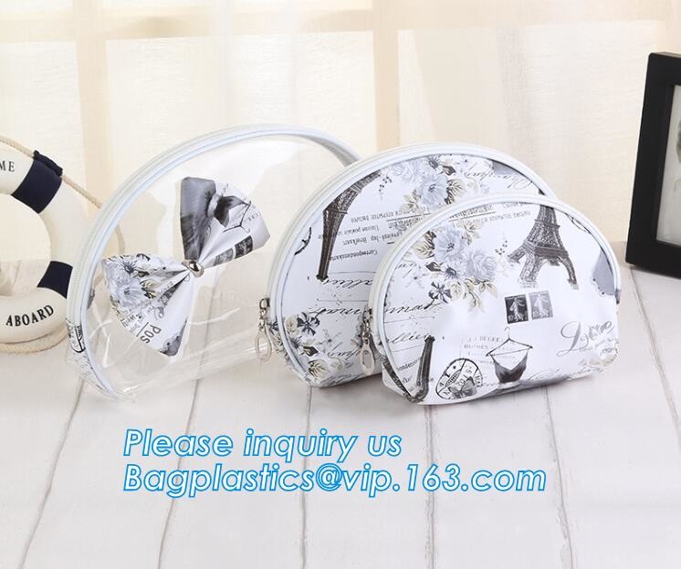 Girl Glitter PVC Fashion Cosmetic Bag, portable travel makeup bag cases bulk women handbag custom transparent clear pvc