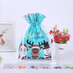Christmas Drawstring Foil Gift Bags , Holiday Ribbon Gift Bags