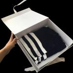 Ribbon Logo Customized White Folding Paper Gift Box For Clothes Packing