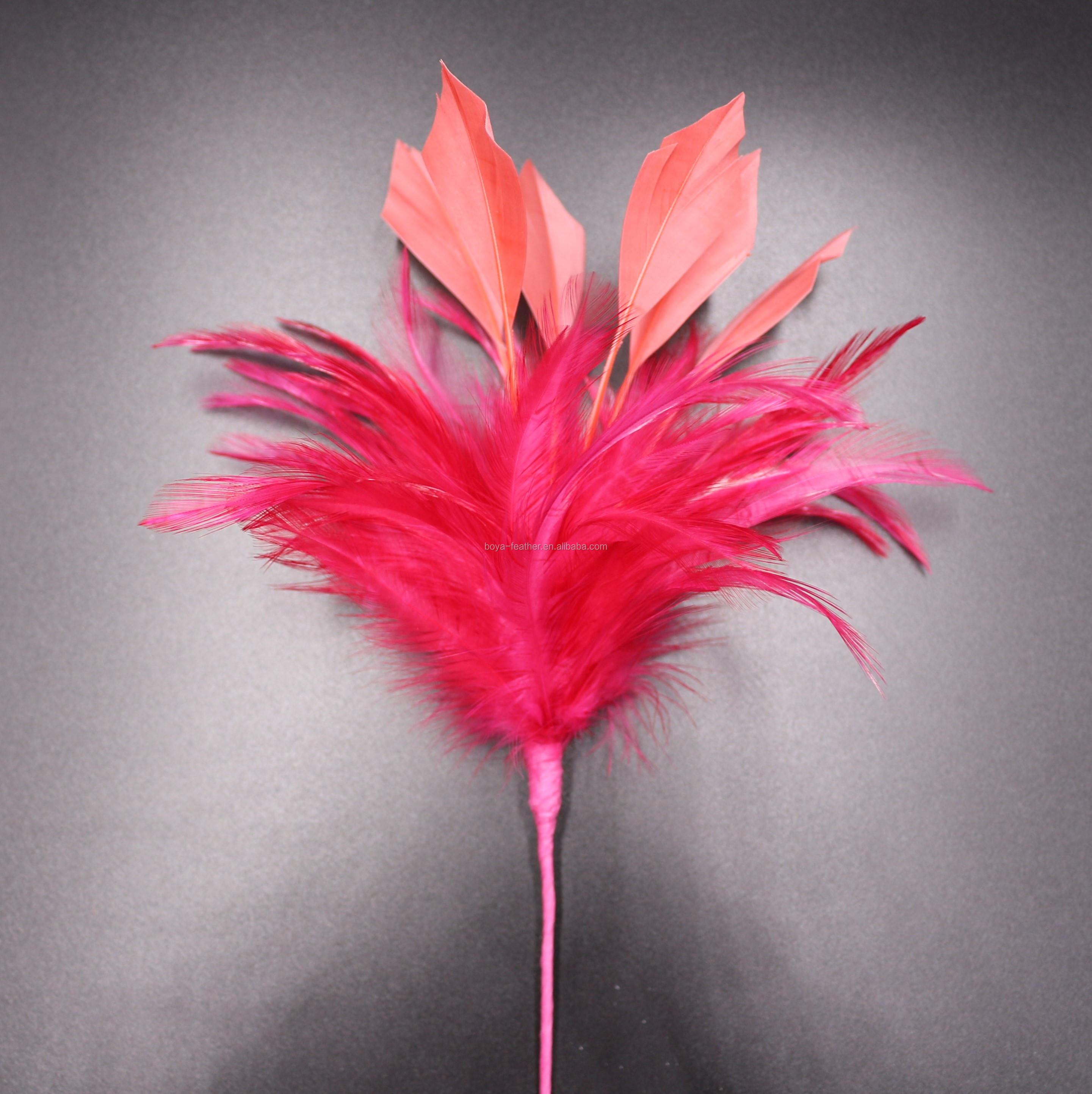 5*15 cm Hackle And Coque Feather Flower Mount with Wire Accessory Goose Feather