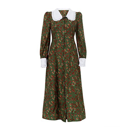 OEM maufactory Print Long Skirt Doll Collars Polyester European American Long Sleeved