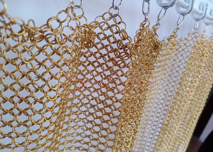 12mm Custom Metal Mesh Chain Mail Curtains Stainless Steel Gold Color
