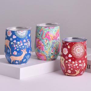 Wholesale Unbreakable Powder Coated Stainless Steel Tumbler Insulated 12 Oz Tumblers Egg Shape With Sliding Lid Double Vacuum Insulation Wall Leakproof from china suppliers