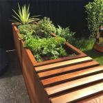 Metal Trough Corten Steel Planter Bench For Streetscape