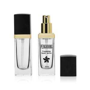 Wholesale 30ml Foundation Lotion Glass Bottles Square Shape Thick Bottom And Golden Pump from china suppliers