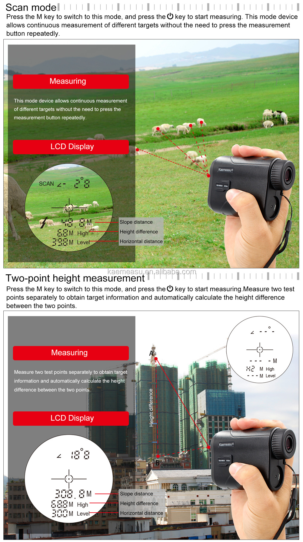 Telescope Laser Rangefinder Portable USB Charging Laser Distance Meter Monocular Golf Hunting Range Finder 600M/656Yd