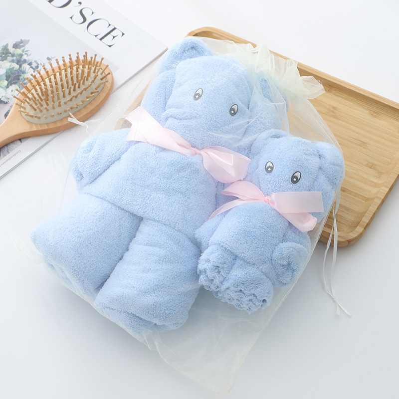 As shown Luxury Bear Towel Bath towel density coral velvet set absorbent cute soft gift