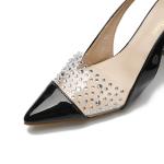 3668-7 Korean Fashion Pointed Shallow Mouth High Heels Rhinestone Net Red Thin