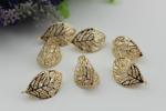 Handmade DIY alloy gold leaves diamond ball pendant bracelet necklace for bag/