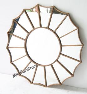 Wholesale Gold Metal And Mirror Wall Decor , Gold Metal Frame Abstract Mirror Wall Art from china suppliers