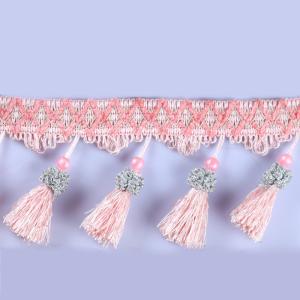 Wholesale Handmade fashionable chain beads lace tassels fringes for curtain/sofa/pillow decoration from china suppliers