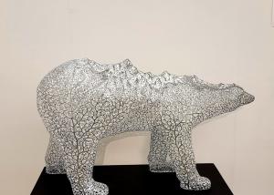 China Modern Stainless Steel Polar Bear Sculpture 100cm High on sale