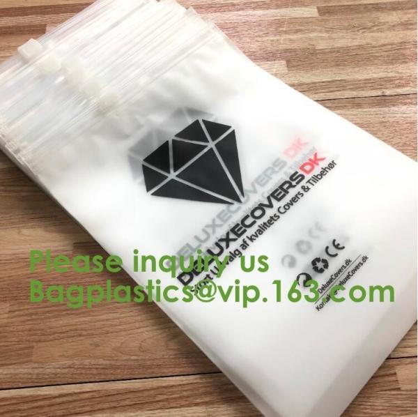 custom pink/white/black logo Reclosable slider Plastic Bags zipper garment
