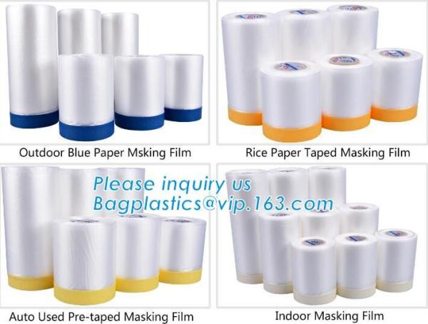 outdoor paper masking film, rice paper taped masking film, auto used pre-taped