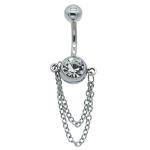 Stainless Steel Belly Button Piercing Metal Chain Dangle With Clear Rainbow
