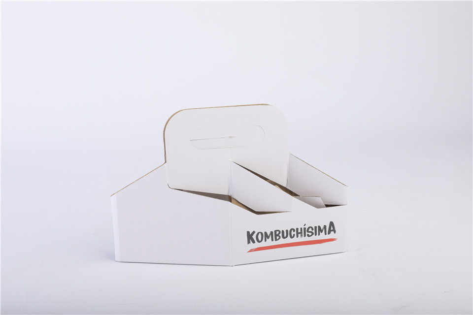 Custom Eco Kraft Paper Cup Holder For Milk Tea Drinks Beer 4 Packs 6 Packs Wine Packaging