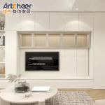 TV Cabinet with Fireplace Design and Hidden TV Lift Cabinet in Customized Color