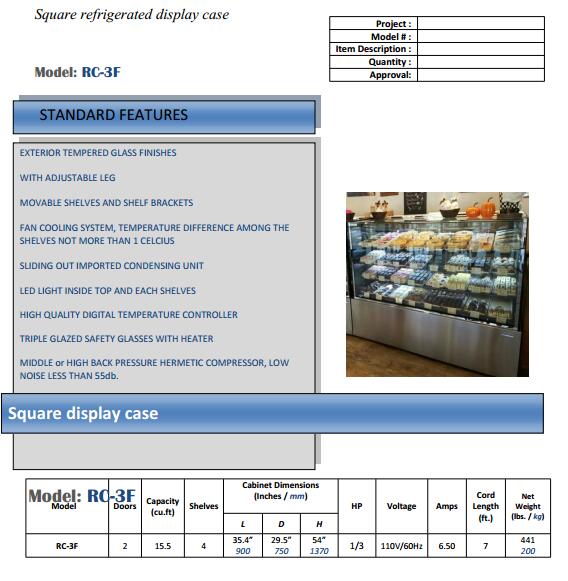 CFC Free R-134A Refrigerant Commercial Cake Display Bakery Counter Fridge