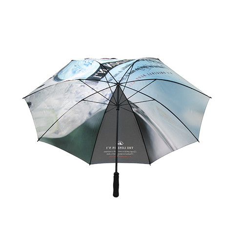 8mm Metal Shaft Straight Handle Auto Open Golf Umbrella With Digital Printing