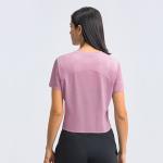 Loose Fit Yoga Short Sleeve Crew Neck T Shirts Breathable Gym Fitness Top