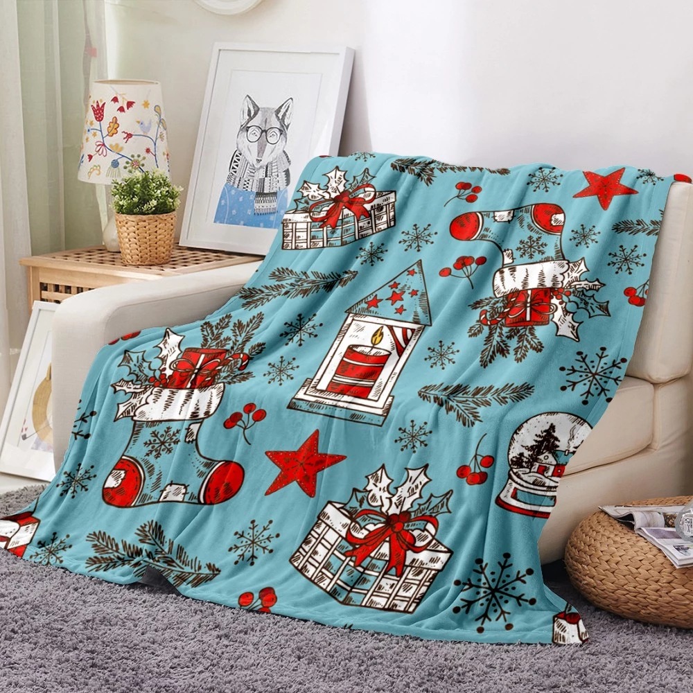 Solid Color Children's Printed Blanket in Flannel for Cozy Christmas Sweater Wear