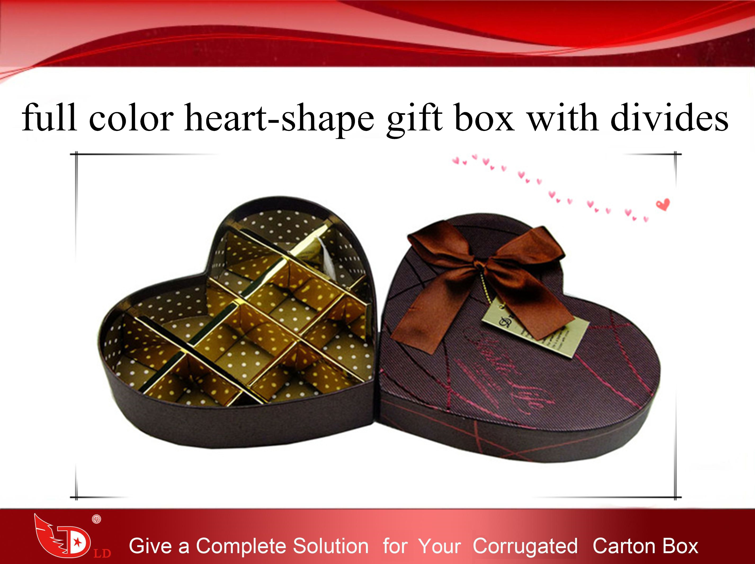 full color heart-shape gift box with divides
