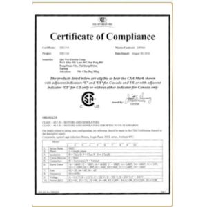 Astong Motor (Anhui) Co., Ltd. Certifications