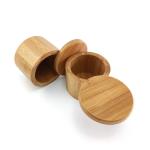 9*7cm Bamboo Kitchen Storage Container With Lid Salt Jar 165g