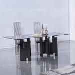 Clear 15mm Glass Dining Table And Chairs Black Stainless Steel Base