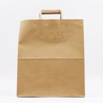FSC Recyclable Flat Handle Kraft Paper Shopping Bags For Clothing Packaging
