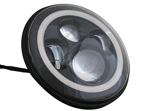 Black Chrome 7 Inch Round LED Headlights , IP67 4X4 40w LED Headlight