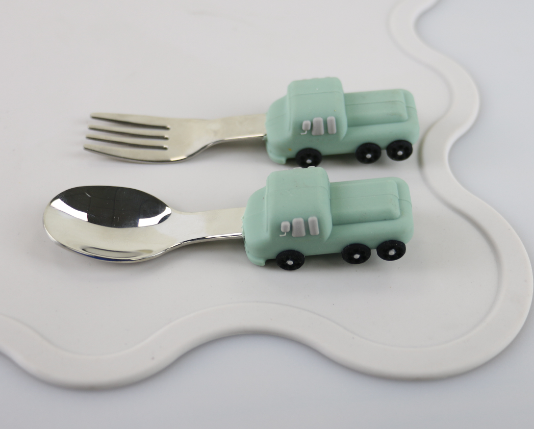 Customized Color Stainless Steel Fork With Car Shape Silicone Handle