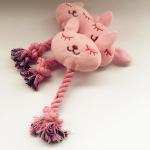 Rabbit Shape Plush Pet Toys Pink Color Printing / Embroidery Logo 22G