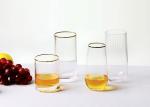 Golden Rim 155mm Lead Free Crystal Drinking Glasses , Highball 17 Oz Drinking