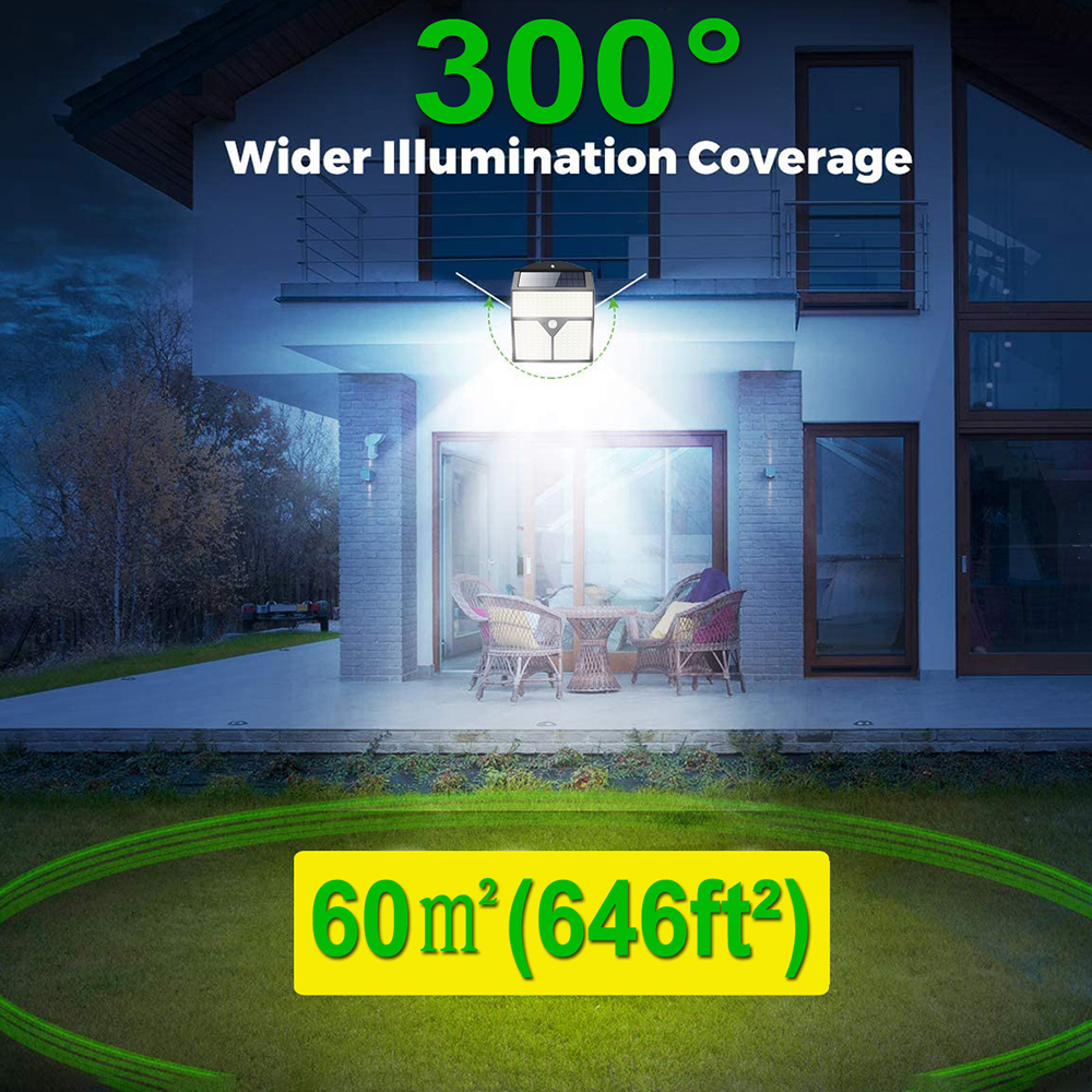2200MAH Solar Motion Sensor Wall Light 436LED 3000LM For Courtyard Path
