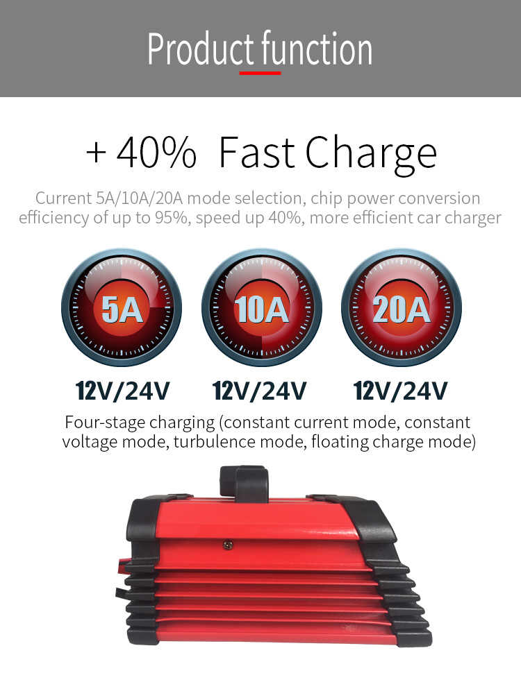 65W 12V 24V 5A 10A 20A DC AGM Sealed Lead Acid Battery Charger For Cars