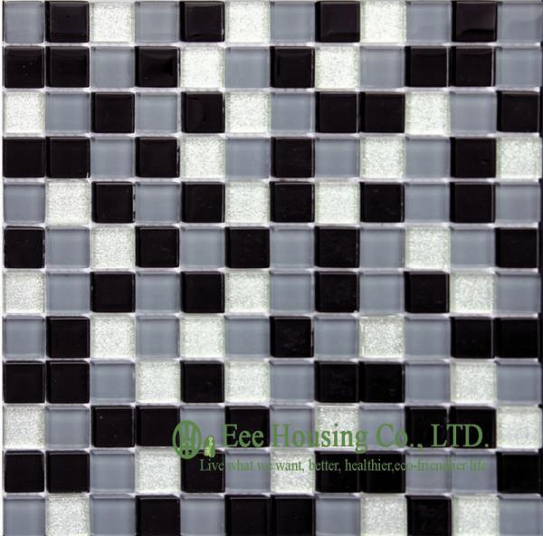 300mm*300mm Glass Crystal Mosaic Tile for Kitchen/Bathroom wall, Mixed Dark
