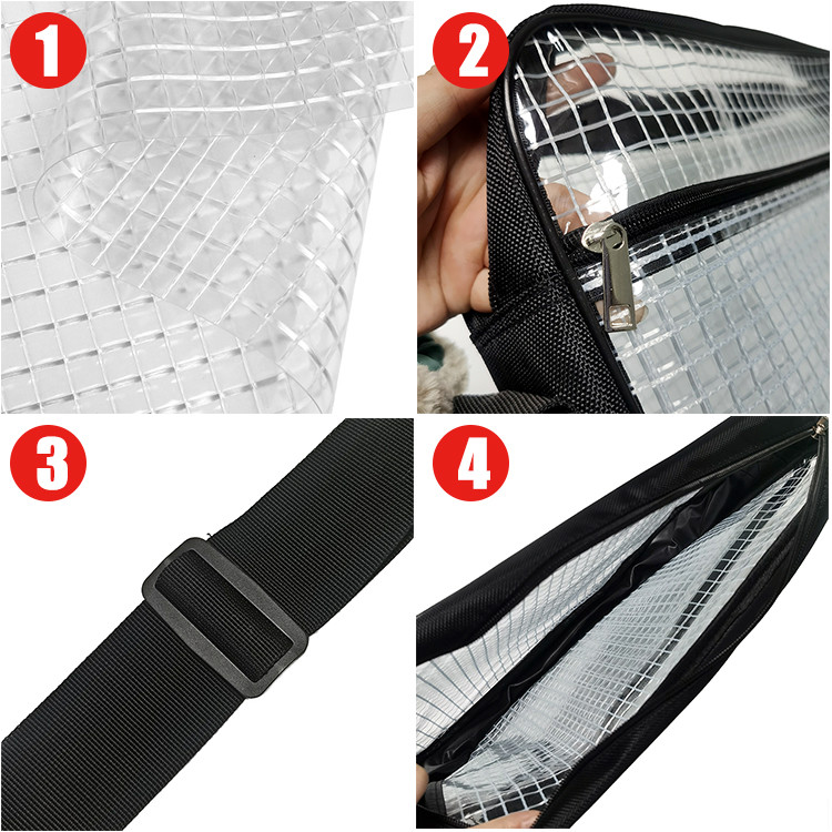 Laminated Mesh Transparent PVC Grid Shoulder Bag Dust Free ESD Anti Static