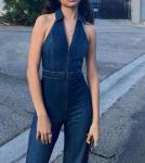 Small Quantity Clothing Manufacturer Women'S Jeans Zipper Sleeveless V Neck High