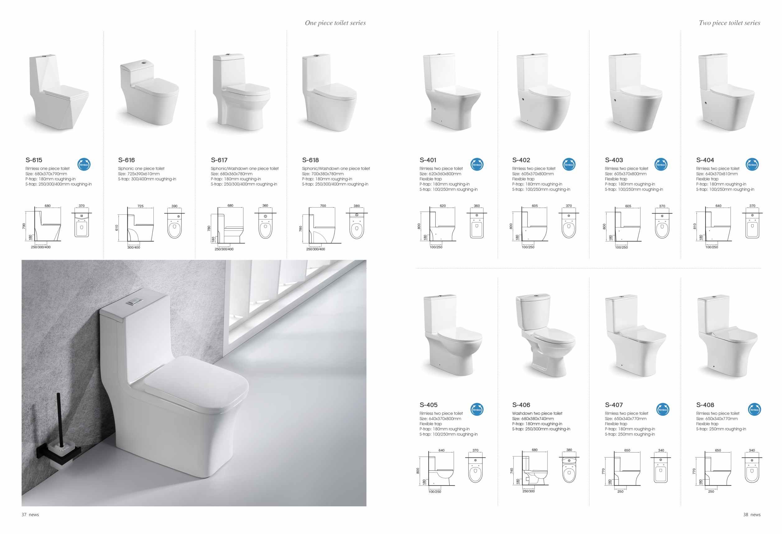 White Ceramic Washdown Wc Toilet Bowl Two Piece for Bathroom