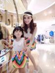 2016 Fashion Parent-child outfits Summer White Top+Cute Rainbow Skirt 2 PCS