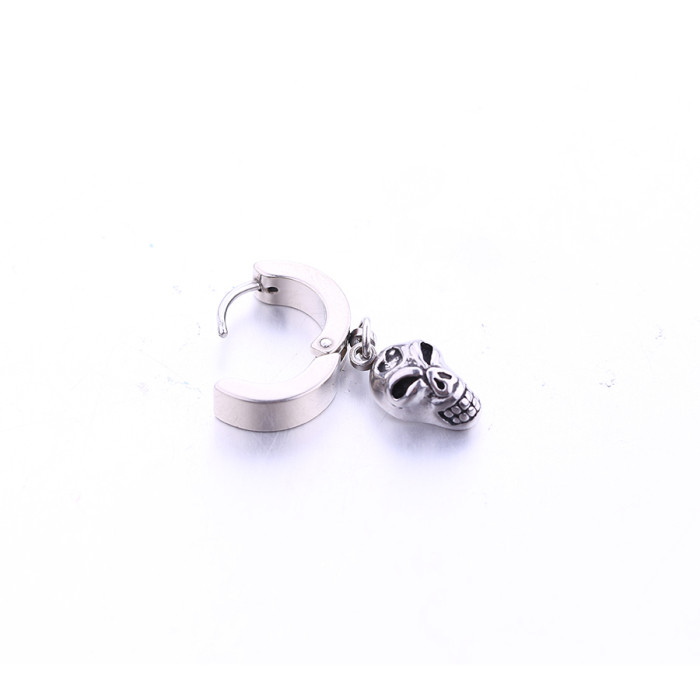 Wholesale cool earrings stainless steel body piercing jewelry skull huggie earrings