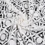 White Guipure Lace Fabric Embroidery Cord Lace Fabrics For Dresses