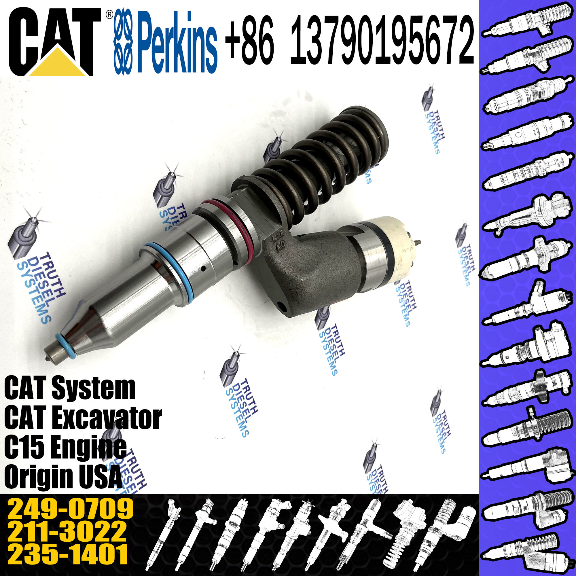 249-0709 C13 Engine Caterpillar Fuel Injector Diesel Nozzle Assembly 2490709