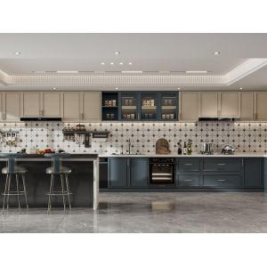 Wholesale Versatile French Style Kitchen Cabinet With Indigo Blue And Cream Contrasting Design from china suppliers