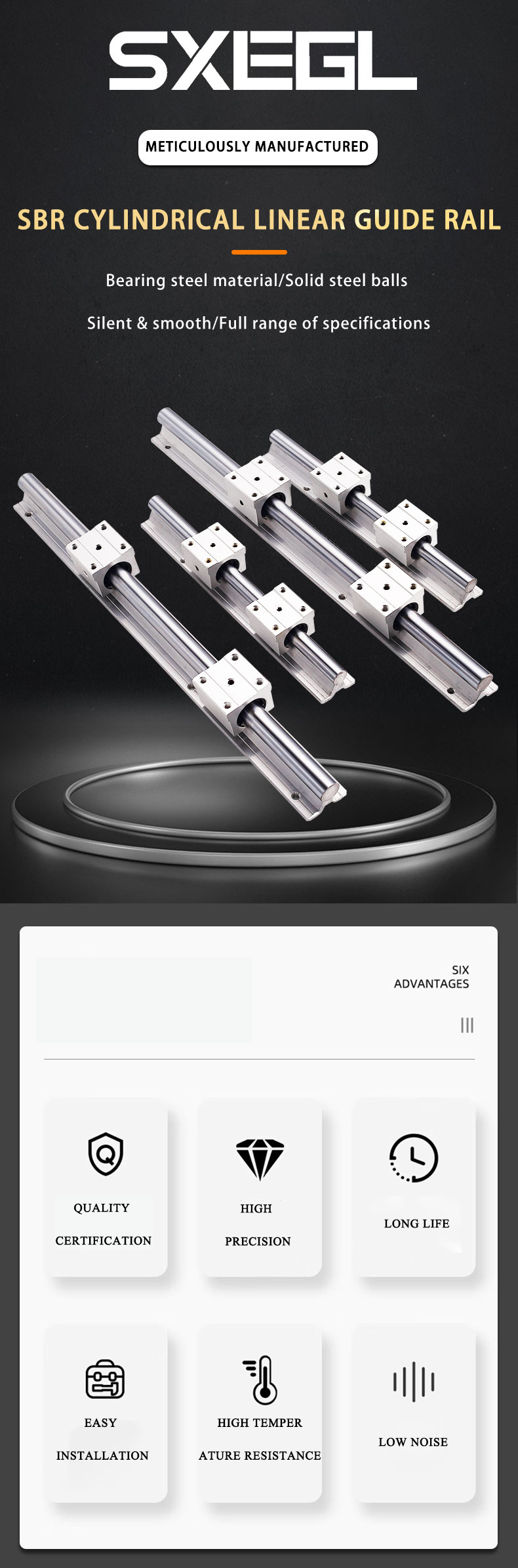 SGR SGB Double Axis Roller Linear Guide High Rigidity Linear Guide Rails For CNC
